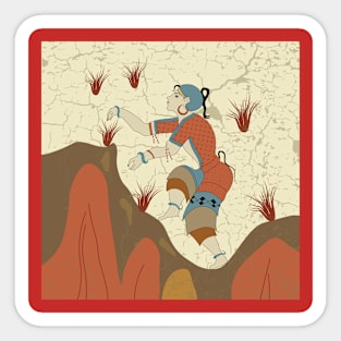 Minoan Saffron Gatherer illustration Sticker